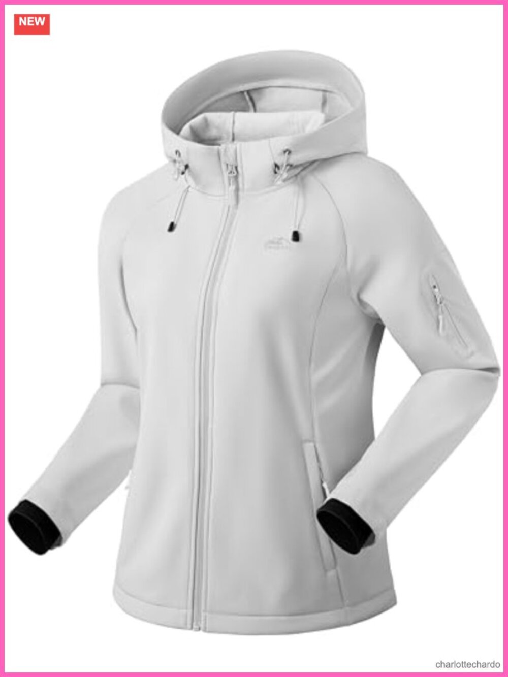 Fleece Lined Softshell Jacket Hooded Windproof Water Resistant Women